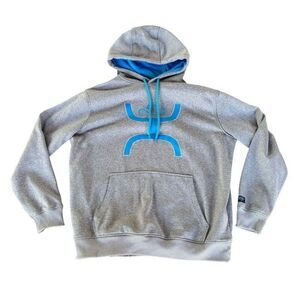 Hooey Men's XL Gray Pullover Hoodie with Blue Accents